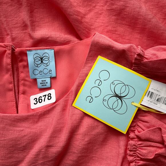 Cece Dress Women 18W Pink Ruffle Flutter Sleeve Rayon Cocktail Casual NWT $99 - Picture 7 of 10